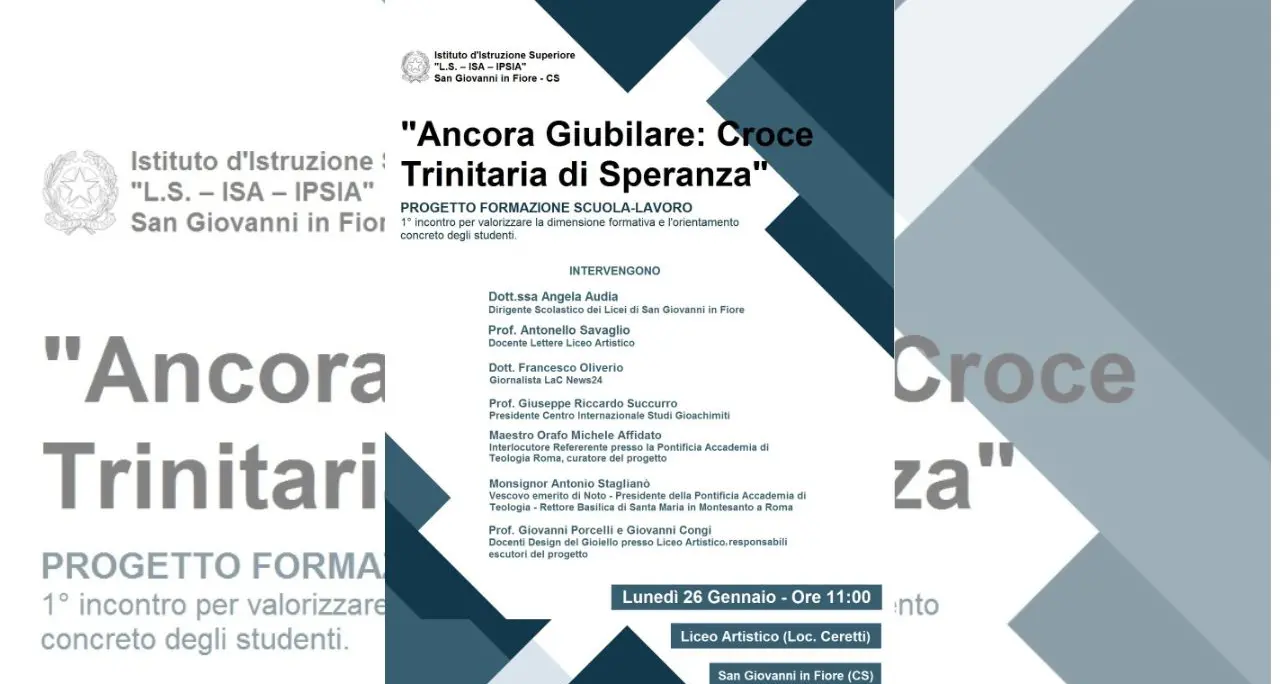 San Giovanni in Fiore, il Liceo Artistico presenta\u00A0il progetto per la realizzazione dell’opera “Ancora Giubilare: Croce Trinitaria di Speranza”