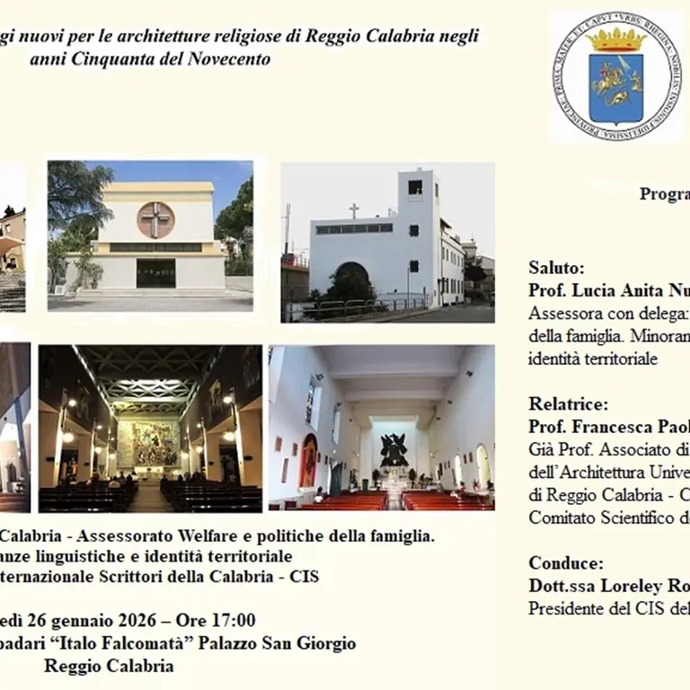 Il Cis promuove un incontro sulle architetture religiose\u00A0a Reggio negli anni Cinquanta del Novecento\n