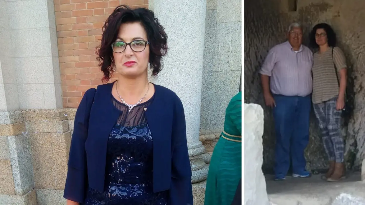 <p>Maria Assunta Curr&agrave;. A destra, la donna con il marito che l'ha uccisa, Pasquale Calzone</p>\\n