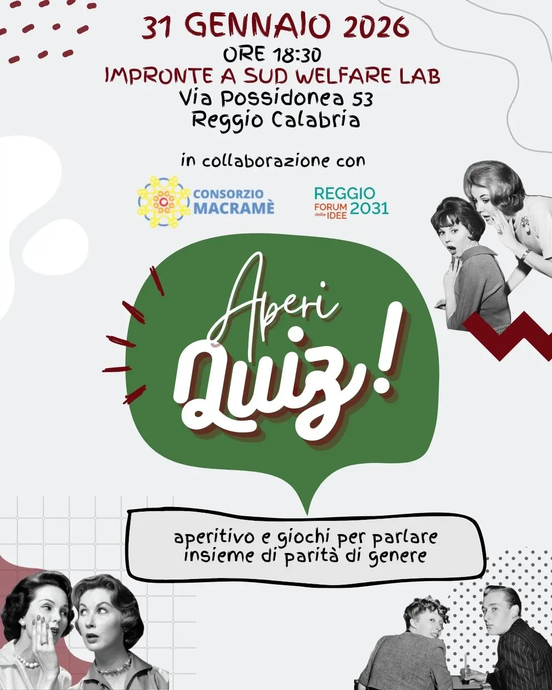 Aperitivo e giochi per la parità di genere: nuovo appuntamento a Reggio Calabria\n
