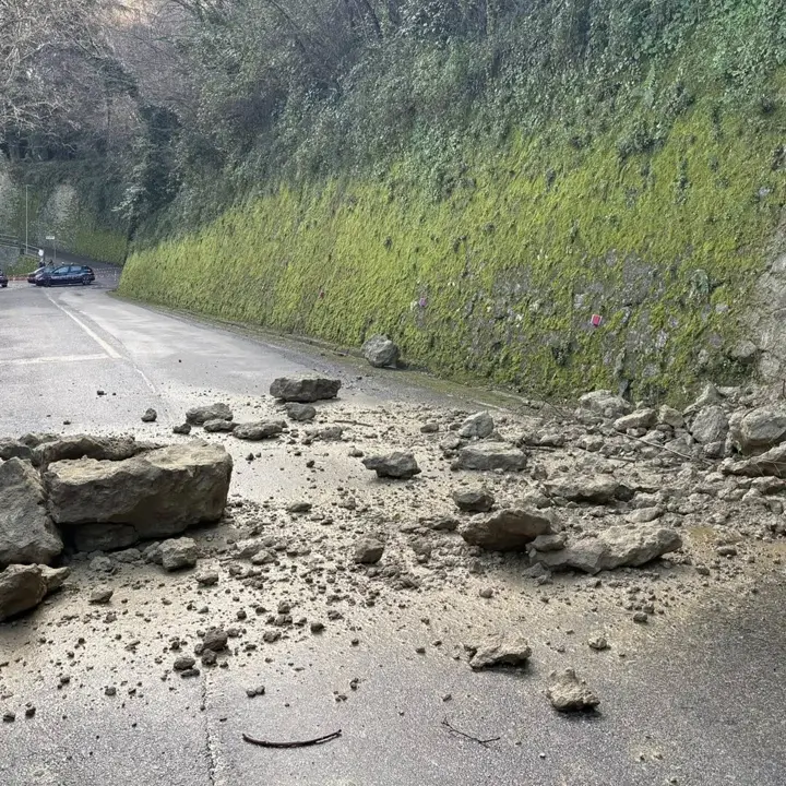 Cosenza, nuova frana in via Petrarca: massi sulla carreggiata nel centro storico\n