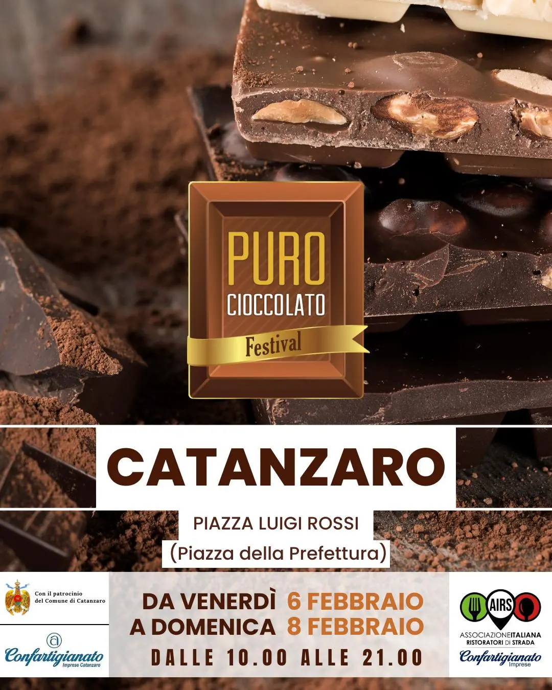 Catanzaro ospita “Puro Cioccolato Festival”: in Piazza Luigi Rossi tre giorni dedicati all’eccellenza del gusto\n