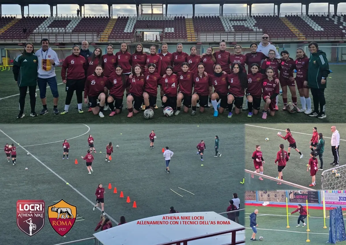 L'As\u00A0Roma\u00A0a Locri per l'allenamento formativo con la squadra di calcio femminile di Locri\n