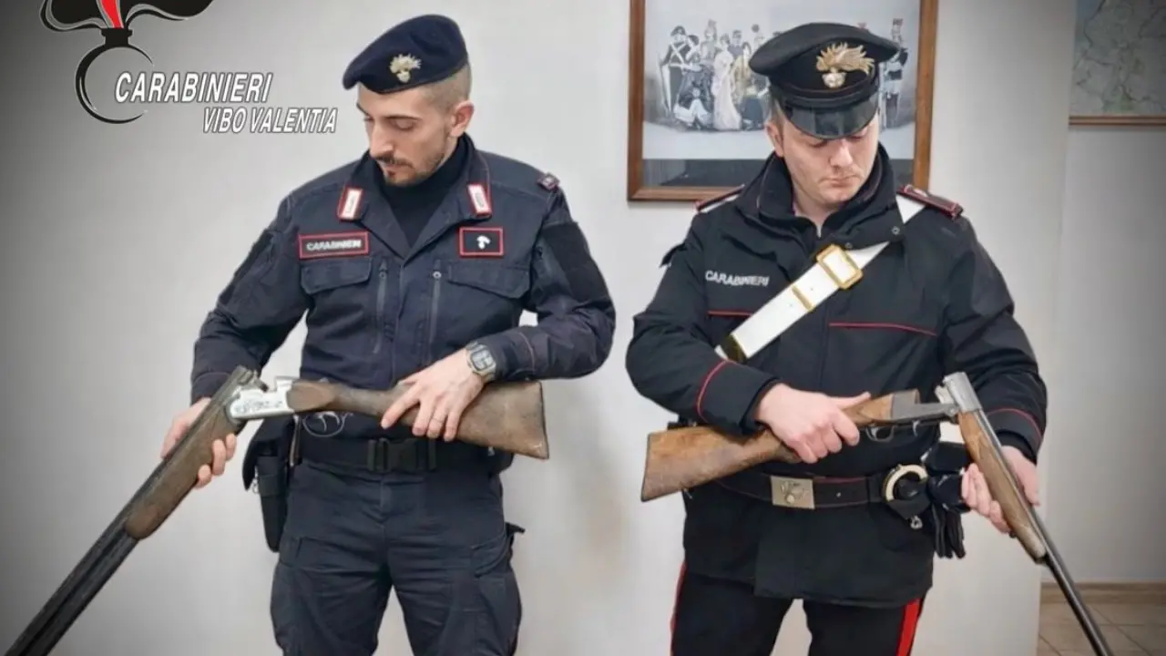 <p>Le armi sequestrate nei giorni scorsi a Stefanaconi</p>\\n