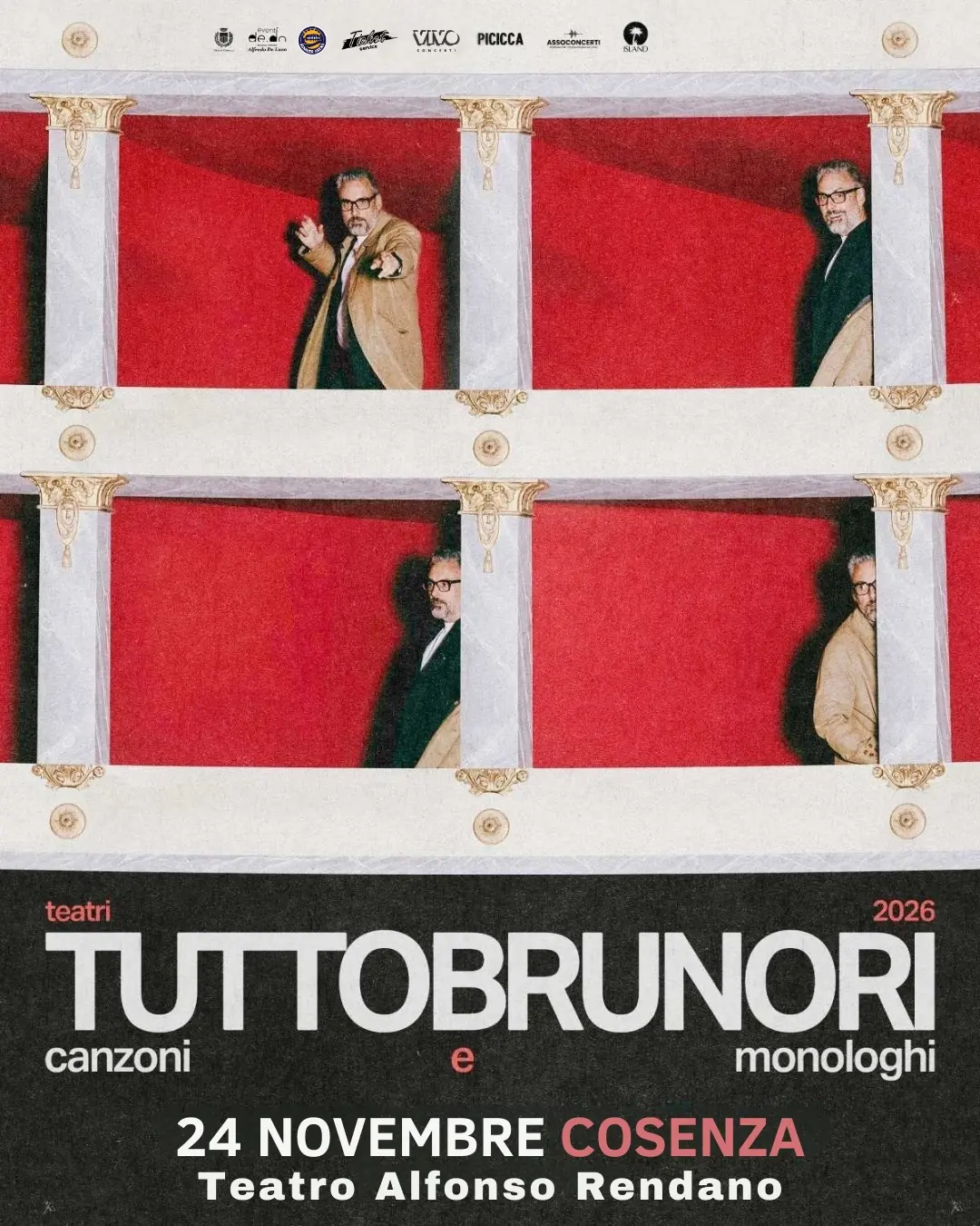 Il 24 novembre 2026 “TUTTOBRUNORI” arriva al Teatro Rendano: canzoni, monologhi e un nuovo viaggio nel mondo del cantautore\n