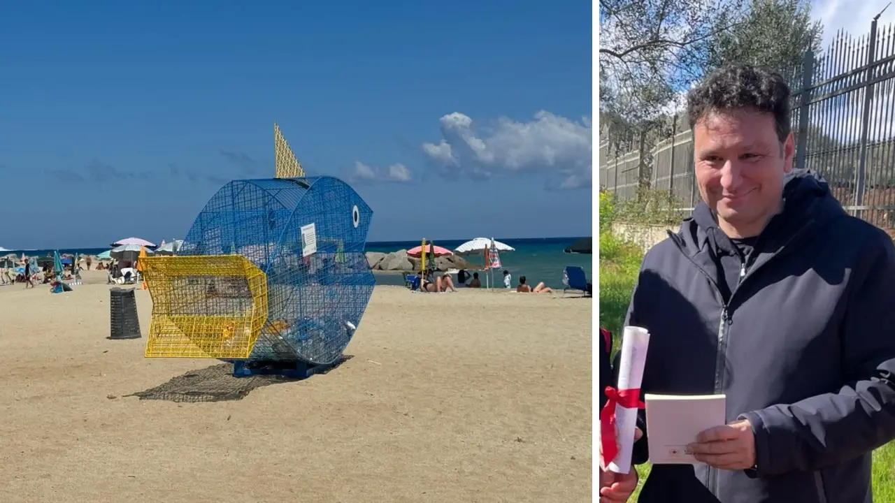 <p>Il "pesce mangia plastica" a Bivona e l'assessore Miceli</p>\\n