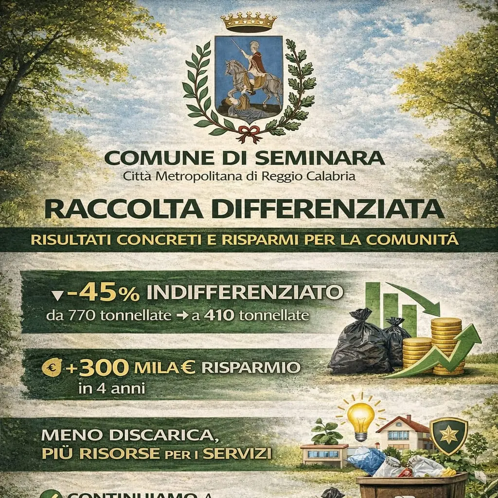 Raccolta differenziata, a Seminara risultati concreti e risparmi per la comunità\n