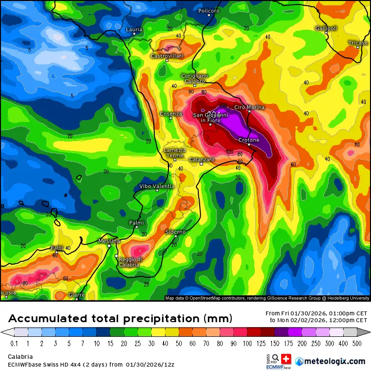 Calabria di nuovo sotto pioggia e vento: atteso peggioramento, neve in calo sulla Sila Greca\n\n\n