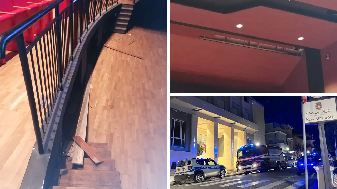 Paura al teatro Manfroce di Palmi, crollo di parte del soffitto: alcuni feriti\n