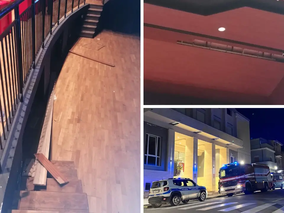 Paura al teatro Manfroce di Palmi, crollo di parte del soffitto: alcuni feriti