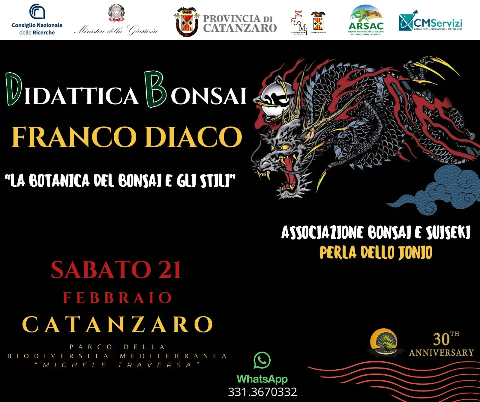 Tutto pronto a Catanzaro per la giornata dedicata all’arte del bonsai. Appuntamento il 21 febbraio al Parco della Biodiversità\n