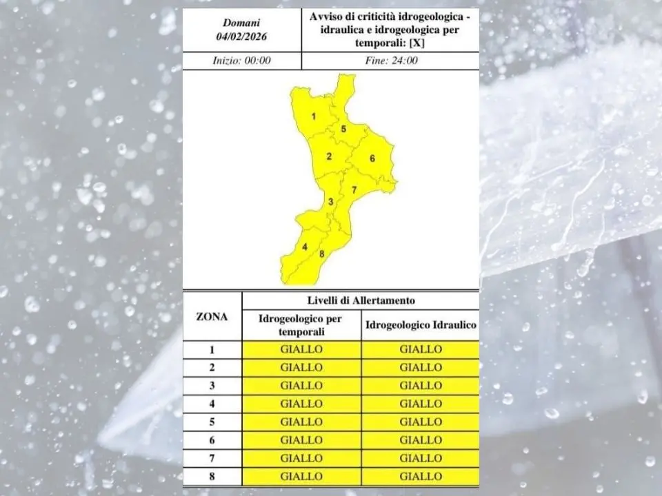 Riecco il maltempo, domani allerta gialla in provincia di Cosenza