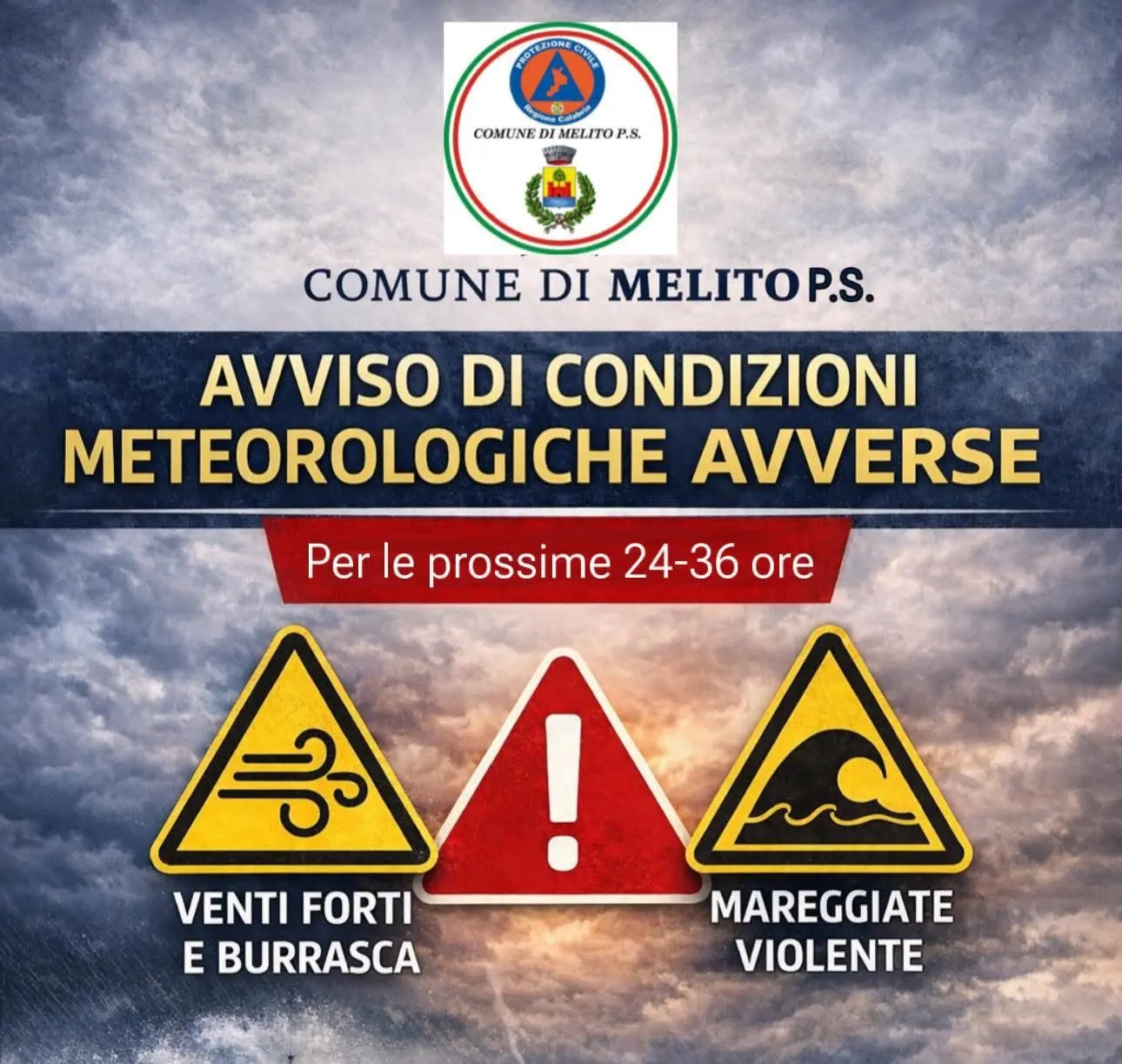 Previsto vento forte e mareggiate, le raccomandazioni alla cittadinanza dal Comune di Melito Porto Salvo\n