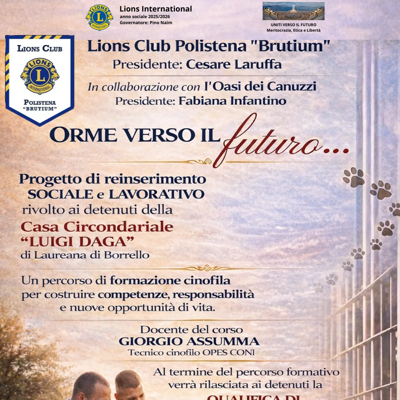 Al via il progetto del Lions Club Polistena Brutium nella casa circondariale di Laureana di Borrello\n