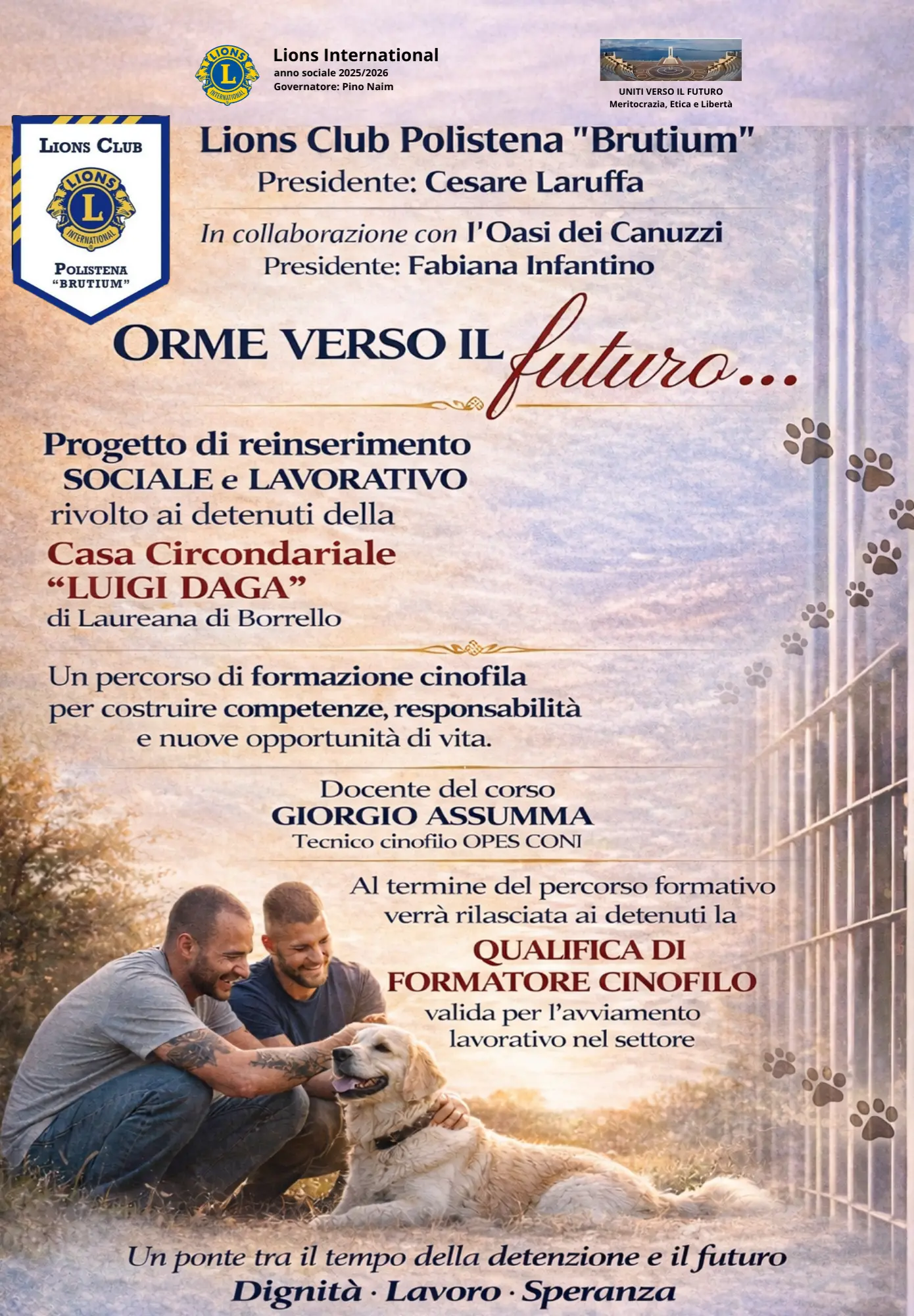 Al via il progetto del Lions Club Polistena Brutium nella casa circondariale di Laureana di Borrello\n