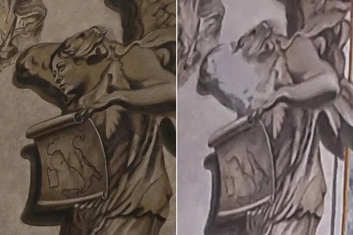 Il volto dell’angelo Meloni cancellato dalla basilica. Il restauratore: «Così ha voluto il Vaticano»\n