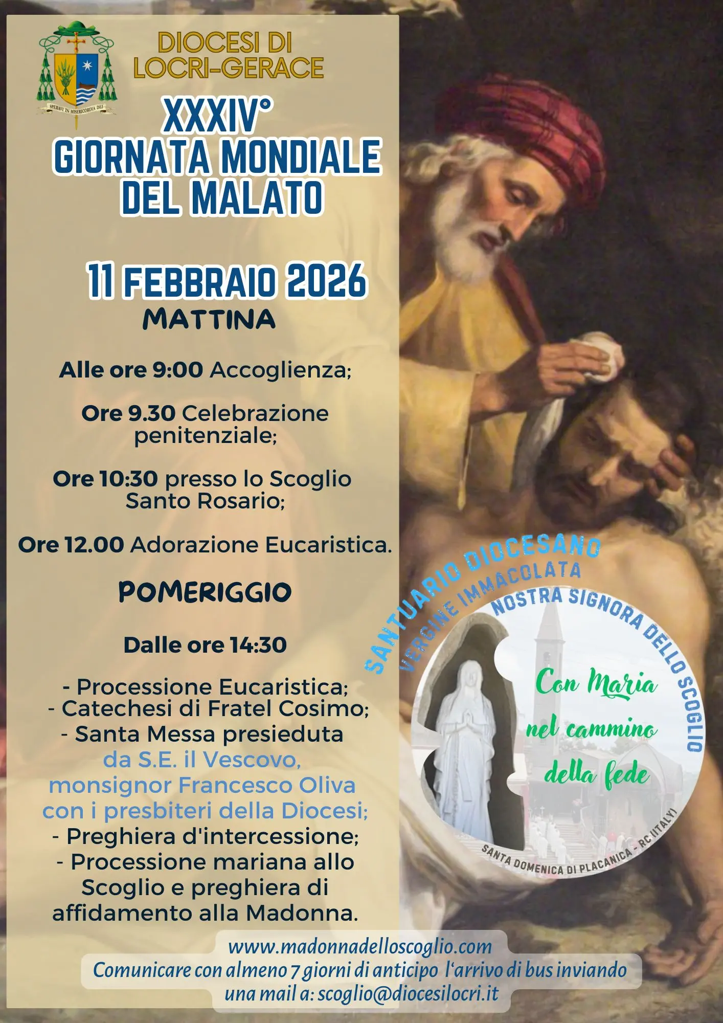 Giornata mondiale del malato: fedeli in preghiera al Santuario dello Scoglio\n