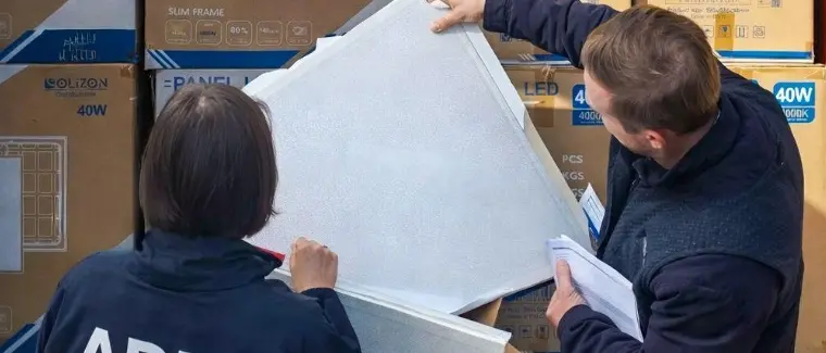 Gioia Tauro, maxi sequestro di pannelli led contraffatti: sigilli ad oltre 3mila prodotti. Denunciato importatore\n