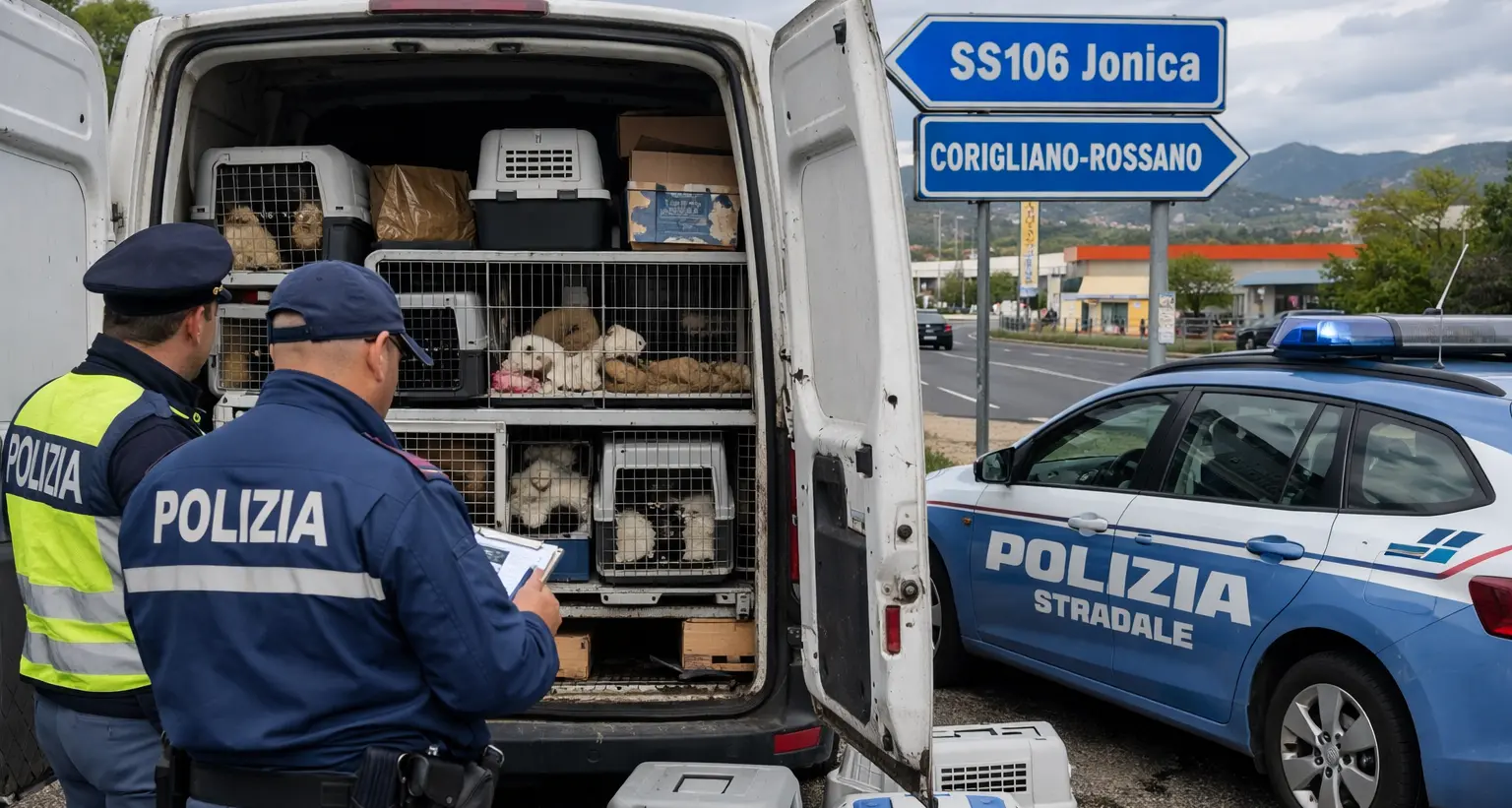 Sequestrato furgone con oltre 400 animali: trasporto irregolare sulla Jonica\n