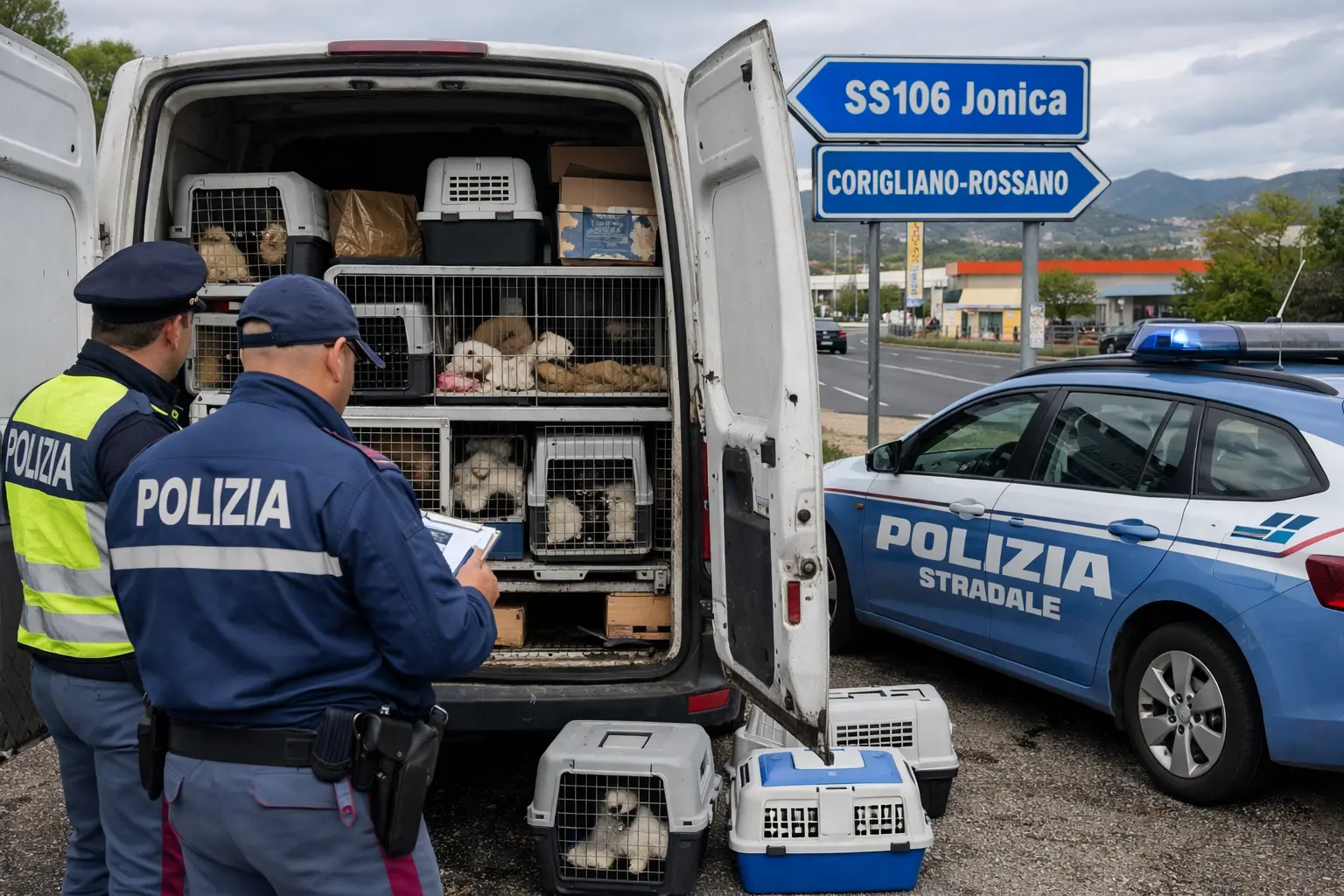 Sequestrato furgone con oltre 400 animali: trasporto irregolare sulla Jonica\n