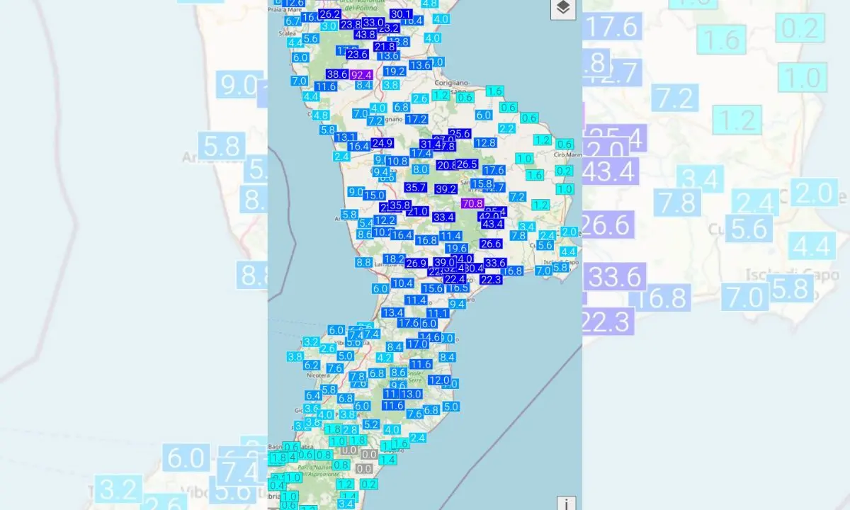 Provincia di Cosenza\u00A0nella morsa del maltempo: piogge intense e vento fino a 145 km/h\n