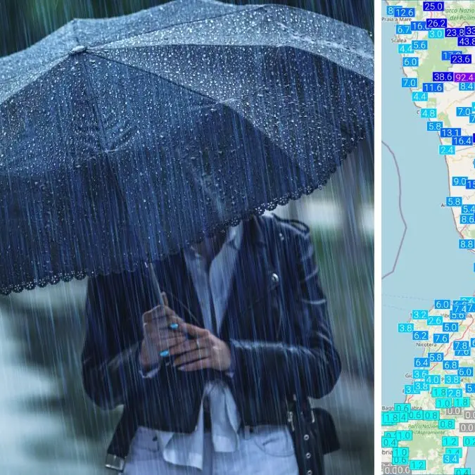 Maltempo in Calabria,\u00A0le piogge più intense nel Cosentino e raffiche di vento oltre i 140 km/h: ecco dove\n