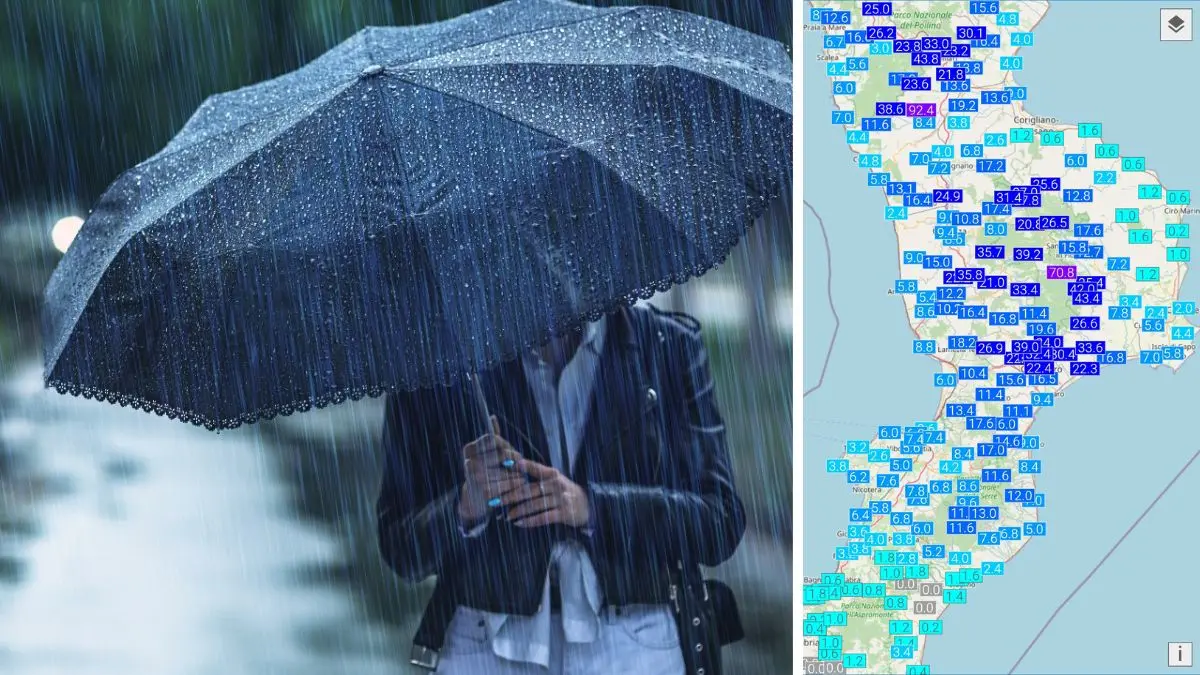 Maltempo in Calabria,\u00A0le piogge più intense nel Cosentino e raffiche di vento oltre i 140 km/h: ecco dove\n