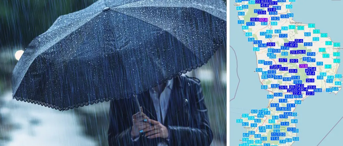 Maltempo in Calabria,\u00A0le piogge più intense nel Cosentino e raffiche di vento oltre i 140 km/h: ecco dove\n