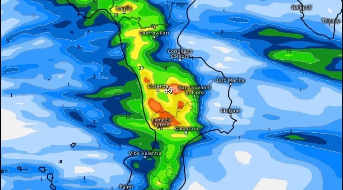 Nuova perturbazione in arrivo sul Cosentino: piogge, vento fino a 100 km/h e mari agitati\n\n\n