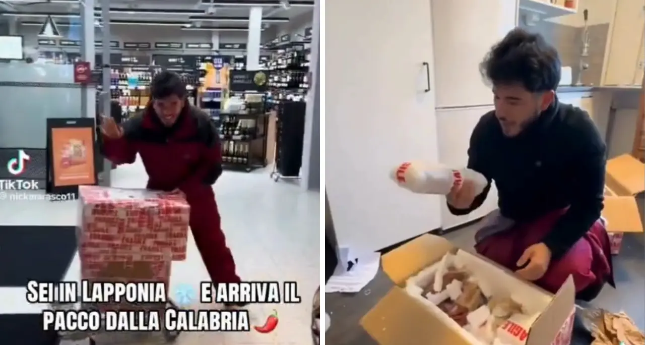‘Nduja al Polo Nord, la festa di alcuni ragazzi vibonesi in Lapponia all’arrivo del mitico “pacco”\n