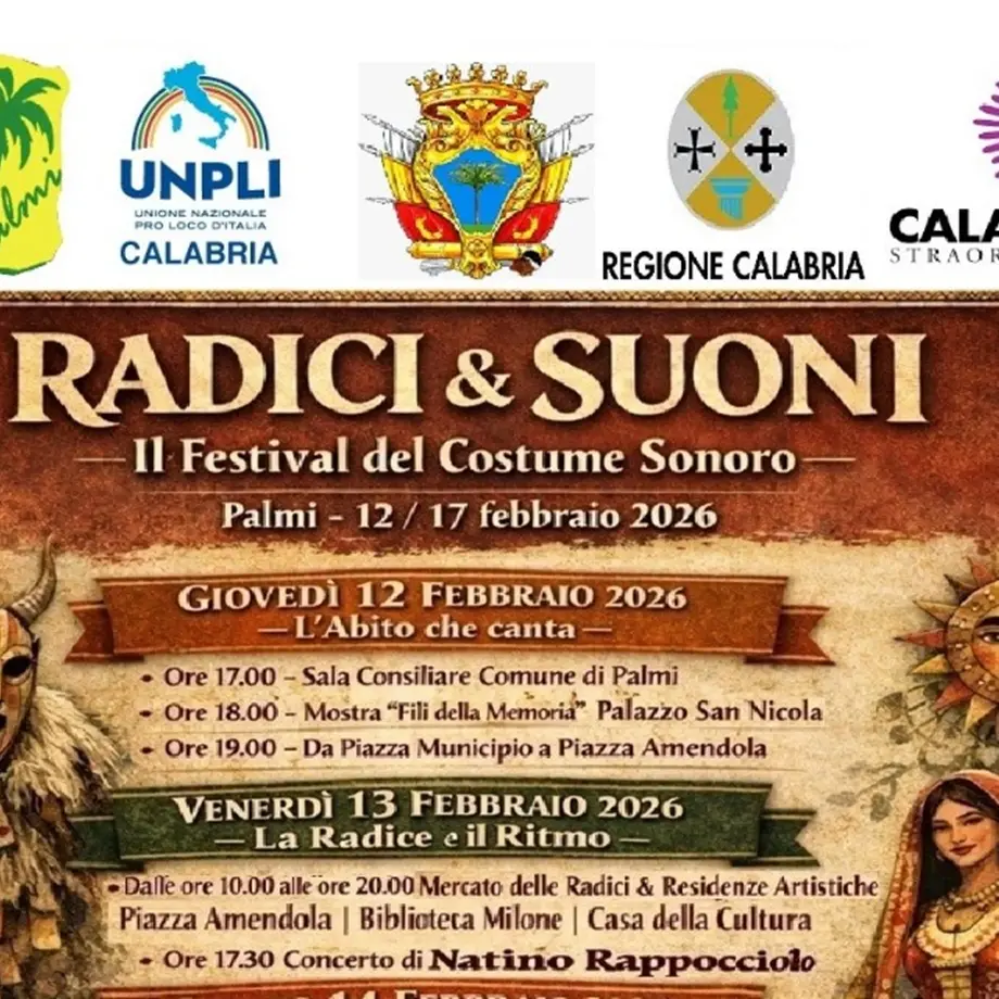 Dal 12 al 17 febbraio 2026 a Palmi\u00A0il Festival “Radici & Suoni. Il Festival del Costume Sonoro”\n