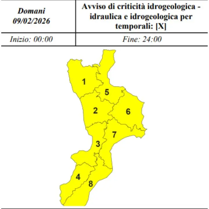 Allerta gialla in tutta la Calabria, tornano piogge e temporali intensi\n