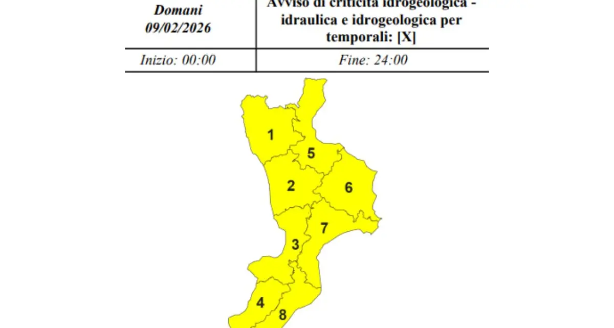 Allerta gialla in tutta la Calabria, tornano piogge e temporali intensi\n