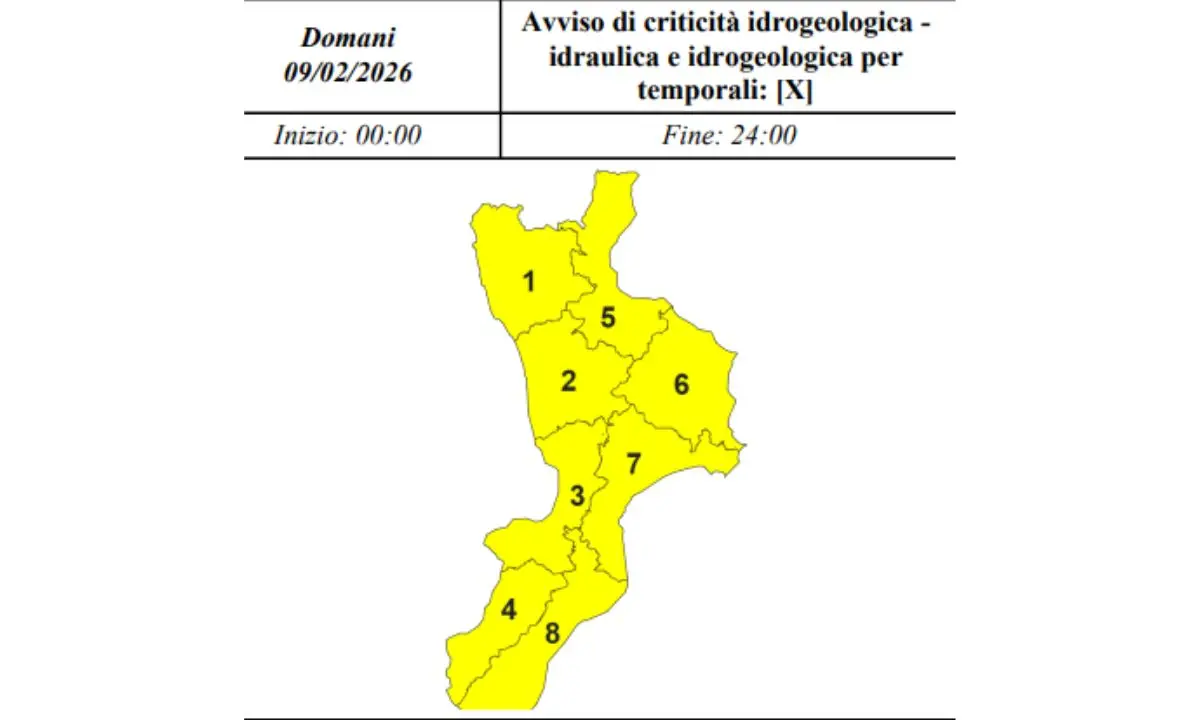 Allerta gialla in tutta la Calabria, tornano piogge e temporali intensi\n
