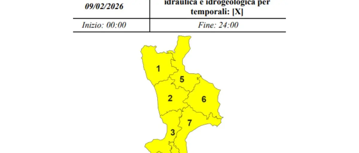 Allerta gialla in tutta la Calabria, tornano piogge e temporali intensi\n