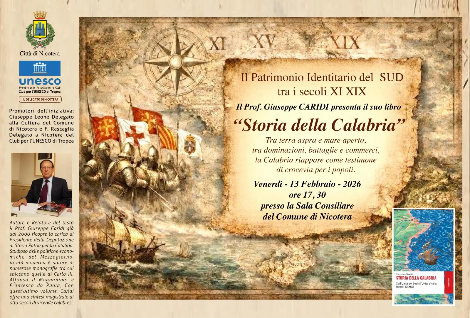 Nicotera, il Club Unesco di Tropea presenta il libro Storia della Calabria di Giuseppe Caridi