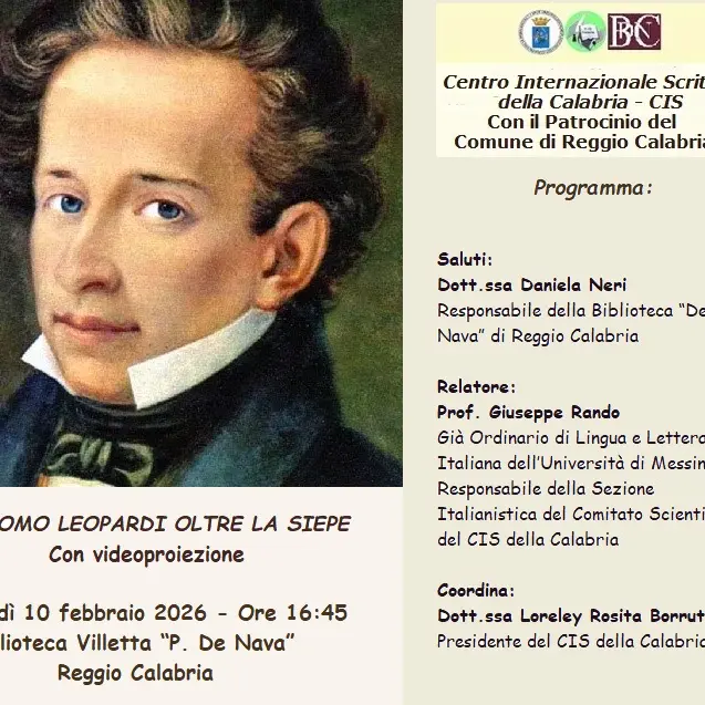 Reggio, il pensiero poetico e filosofico di Leopardi al centro dell’incontro promosso dal CIS Calabria\n