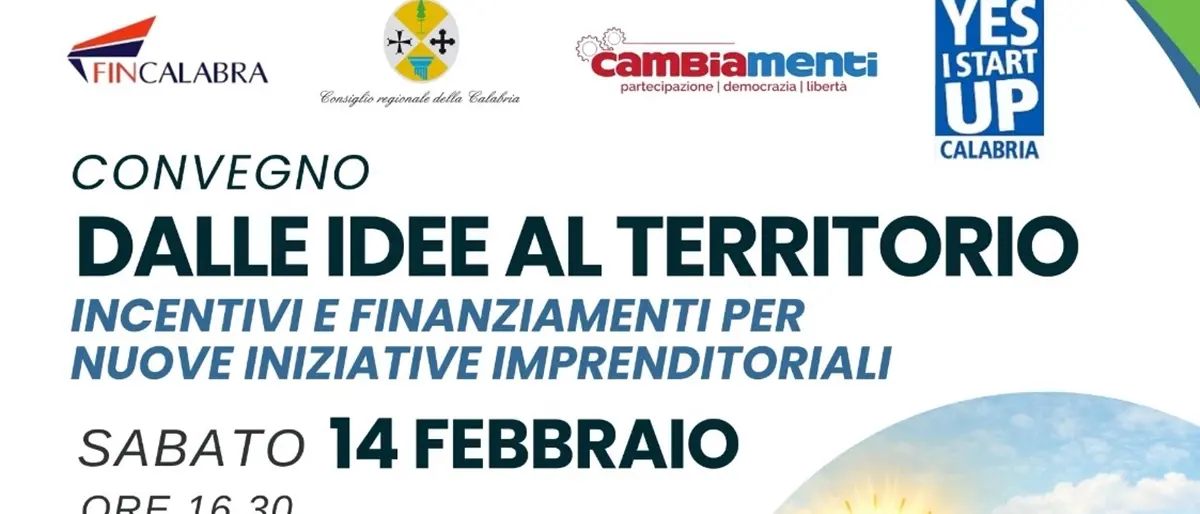 “Dalle idee al territorio”: a San Roberto un convegno su incentivi e finanziamenti per le nuove iniziative imprenditoriali\n