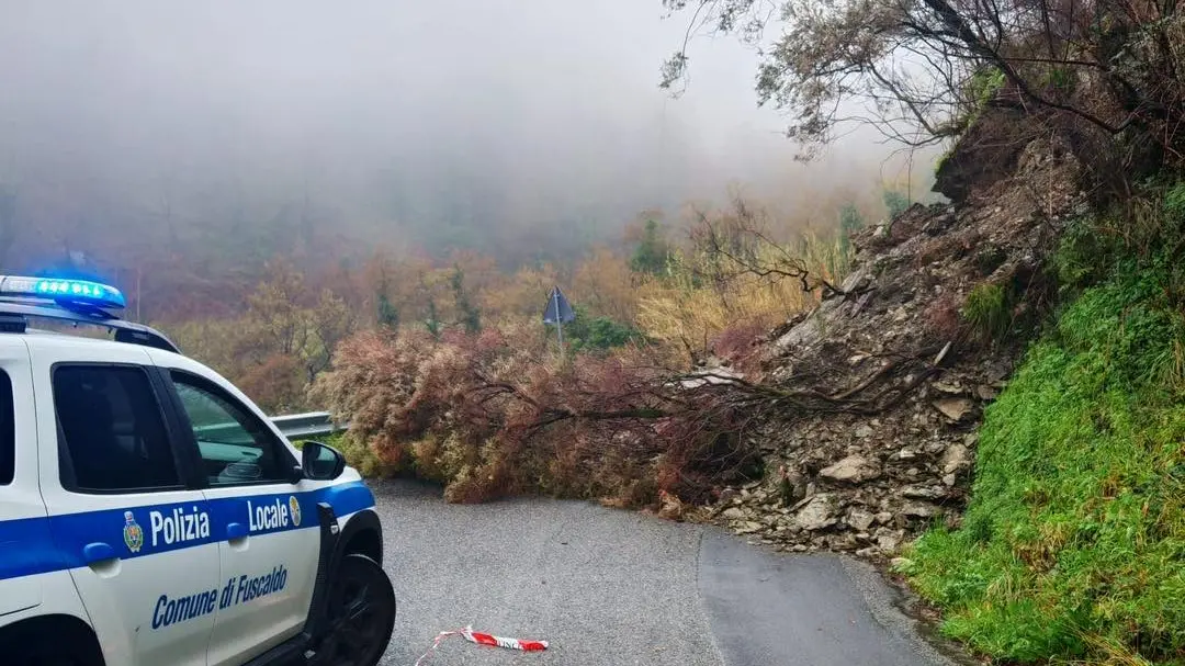 <p>La frana sulla strada provinciale a Fuscaldo</p>\\n
