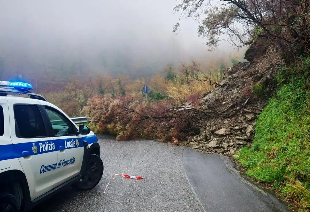 Il maltempo si abbatte sul Tirreno, frana sulla strada provinciale a Fuscaldo: traffico interrotto\n