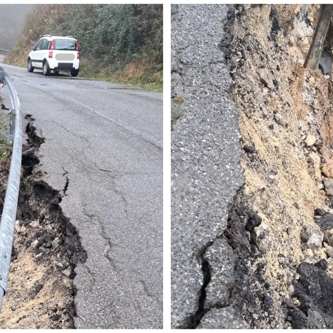Paura a Sant’Agata\u00A0di Esaro, frana sulla strada provinciale: si stacca un pezzo di asfalto\n