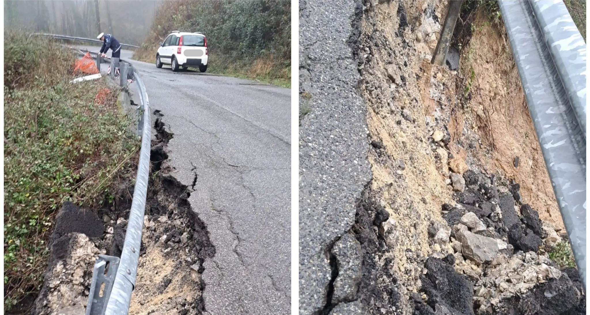 Paura a Sant’Agata\u00A0di Esaro, frana sulla strada provinciale: si stacca un pezzo di asfalto\n