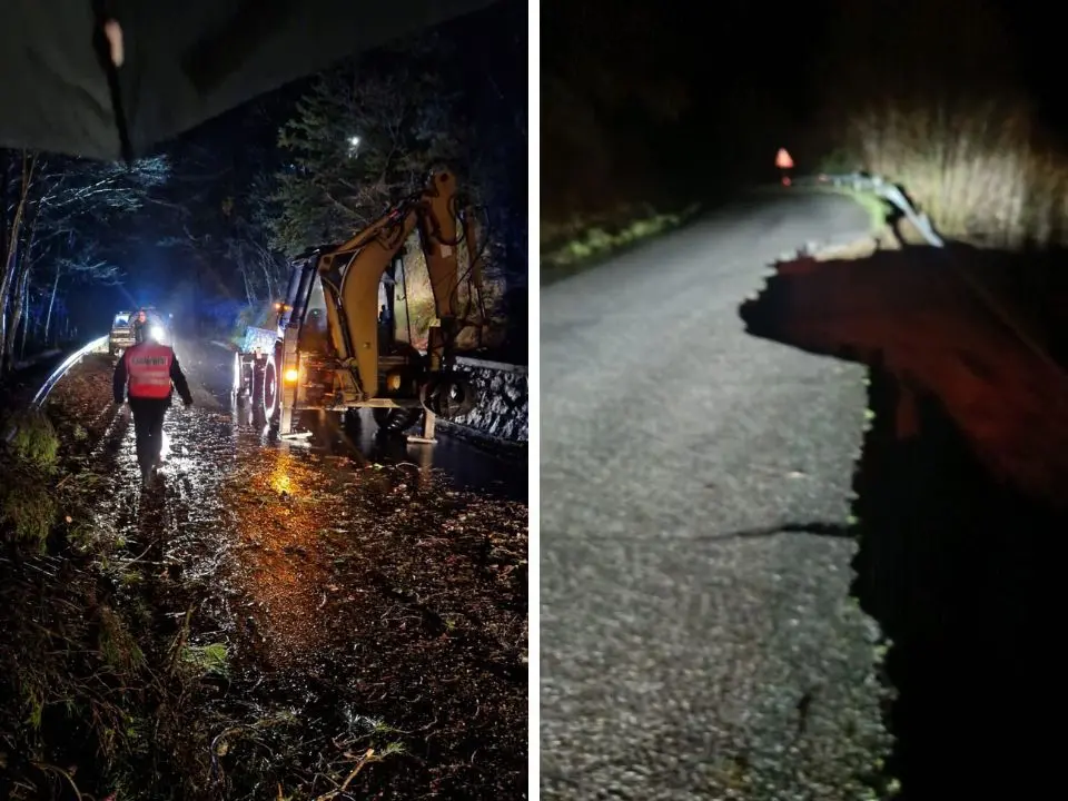 Frana sulla SP263 verso San Sosti, cede una carreggiata