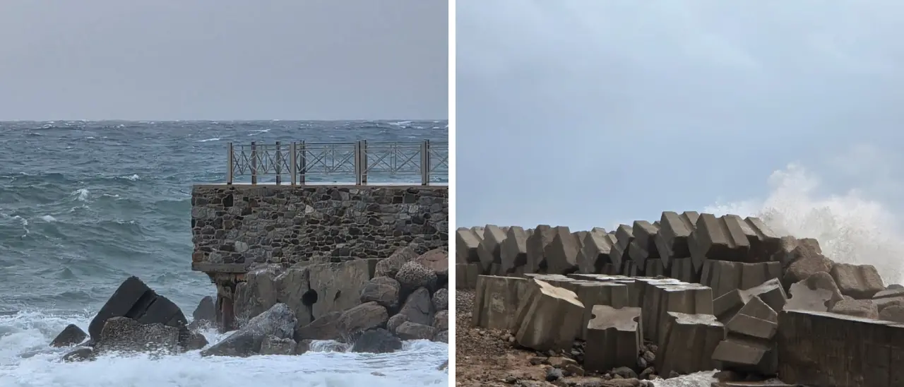 Pizzo, la mareggiata si “mangia” ancora il molo Pizzapundi e danneggia la barriera frangiflutti delle polemiche\n