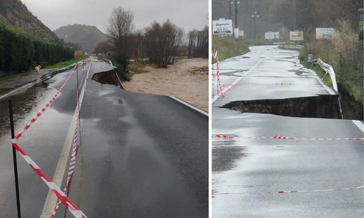 Zumpano, il Crati spacca la provinciale: clienti fatti evacuare dai negozi