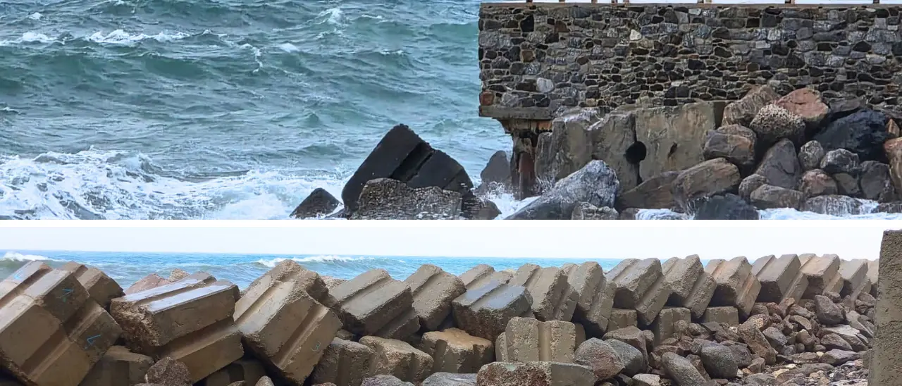 Pizzo, la mareggiata si “mangia” ancora il molo Pizzapundi e danneggia la barriera frangiflutti delle polemiche\n