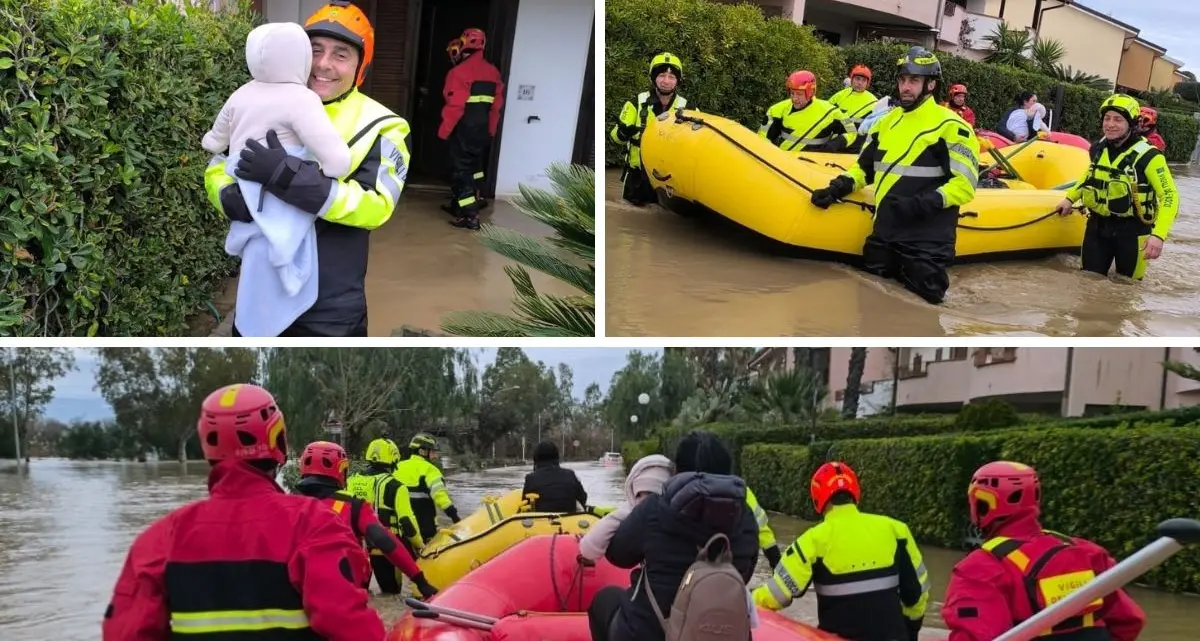 Il fiume Crati cede alla foce, esondazioni tra Corigliano-Rossano e Cassano: 40 persone da evacuare\n