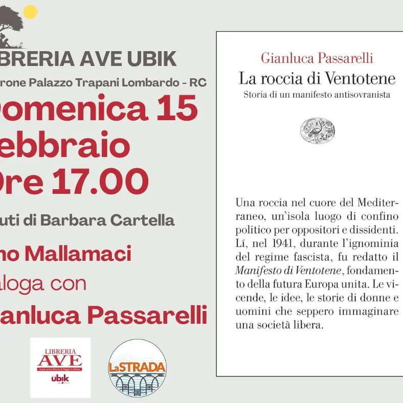Reggio,\u00A0presentazione del volume “La roccia di Ventotene” di Gianluca Passarelli presso la libreria Ave\n