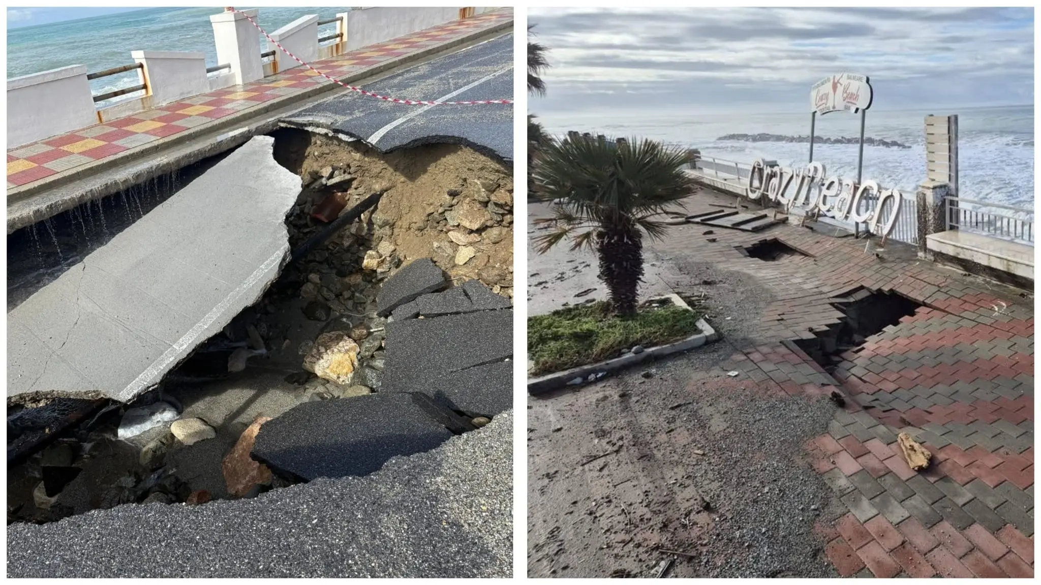 Si sbriciola ancora il lungomare di San Lucido già ferito dal ciclone Nils,\u00A0criticità anche ad\u00A0Acquappesa\n