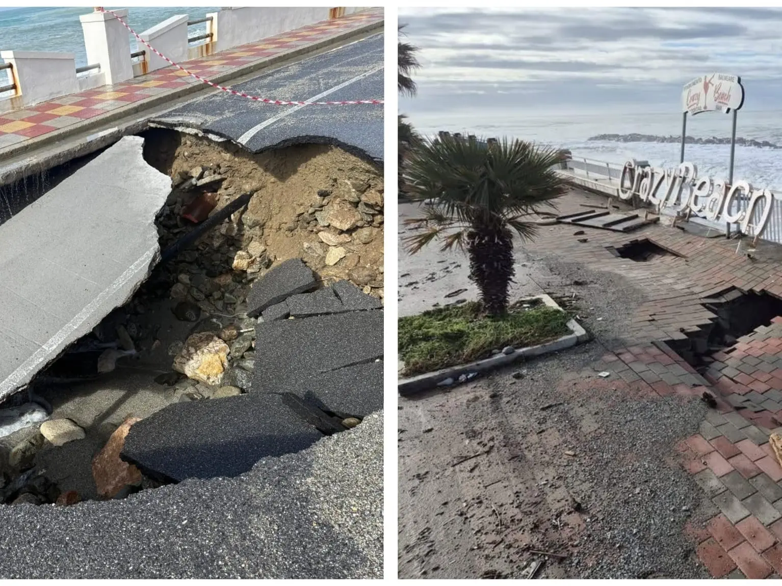 Si sbriciola ancora il lungomare di San Lucido già ferito dal ciclone Nils, criticità anche ad Acquappesa